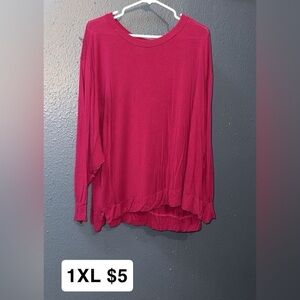 Women's Long Sleeve Crewneck Top - Raspberry